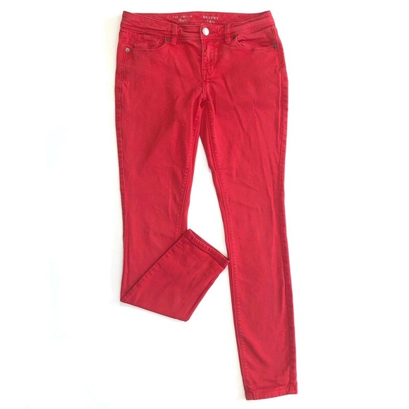 The Limited Skinny Leg Jeans Womens Sz 8 Red Stretch Low Rise 31" Inseam - Picture 1 of 7